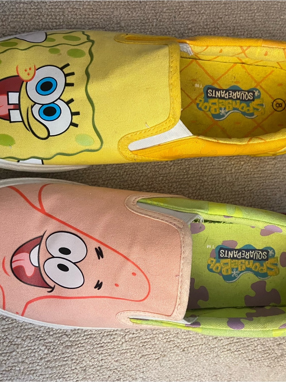 SpongeBob Squarepants Yellow & Pink Slip-On Loafers M8 W 9 1/2-10